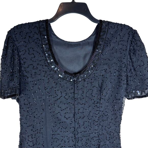 Vintage Stenay Silk Beaded Low Back Cocktail Dress Women's 10 Elegant‎ Evening - Picture 6 of 10